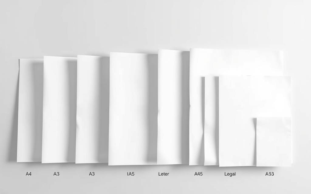 comparação de tamanhos de papel