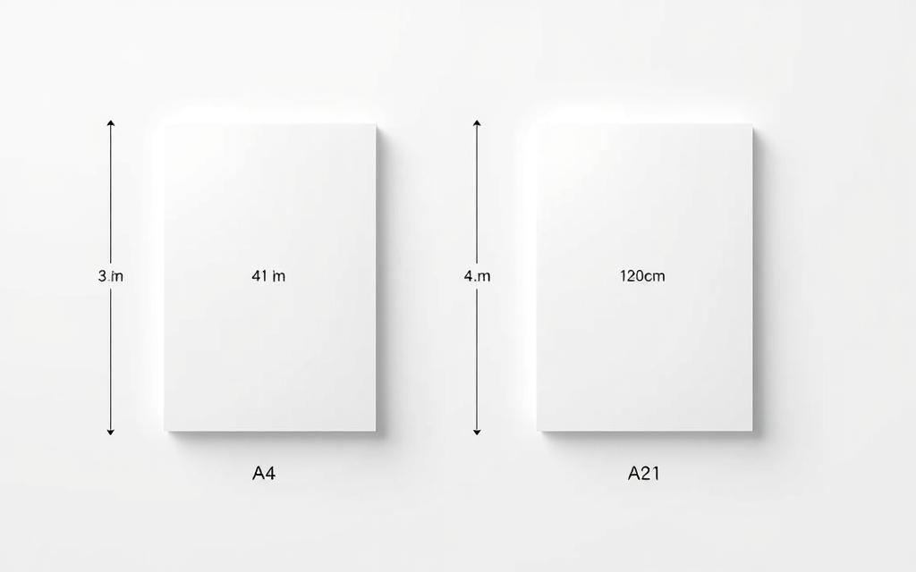 dimensões do papel A4 e A2