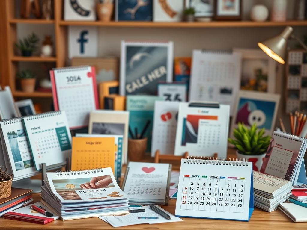 materiais impressos para calendários de mesa