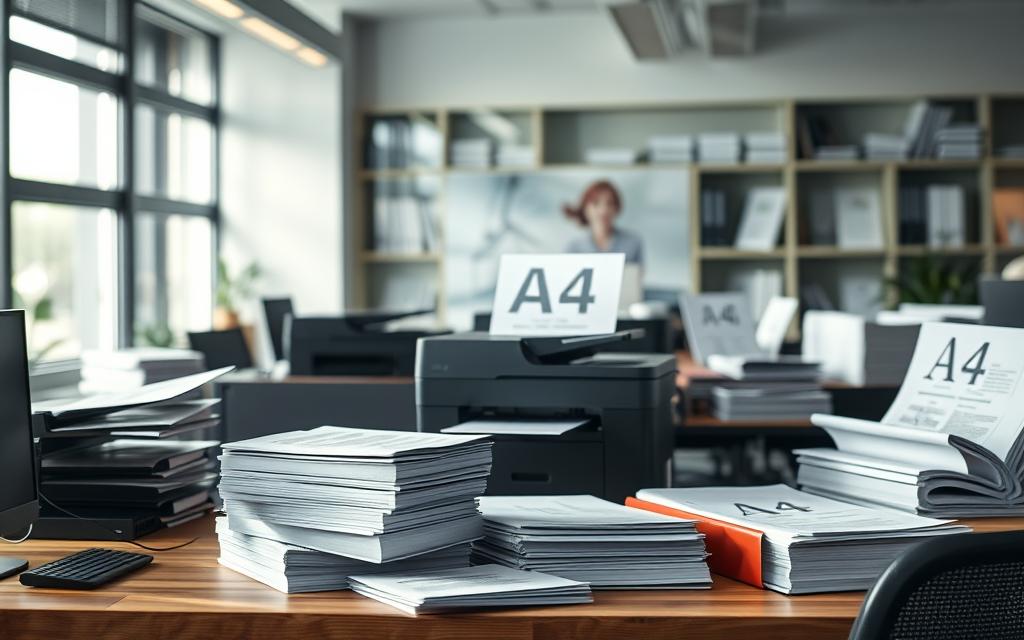 uso de papel a4 em escritórios