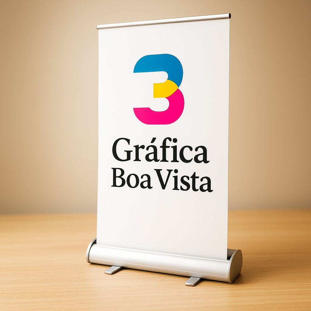 Banner Roll Up em recepção de clínica e consultório com visual profissional