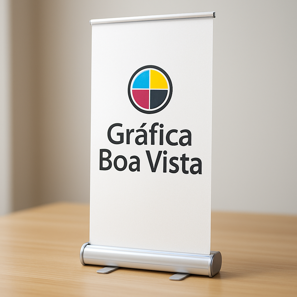 Banner Roll Up em recepção de clínica e consultório com visual profissional