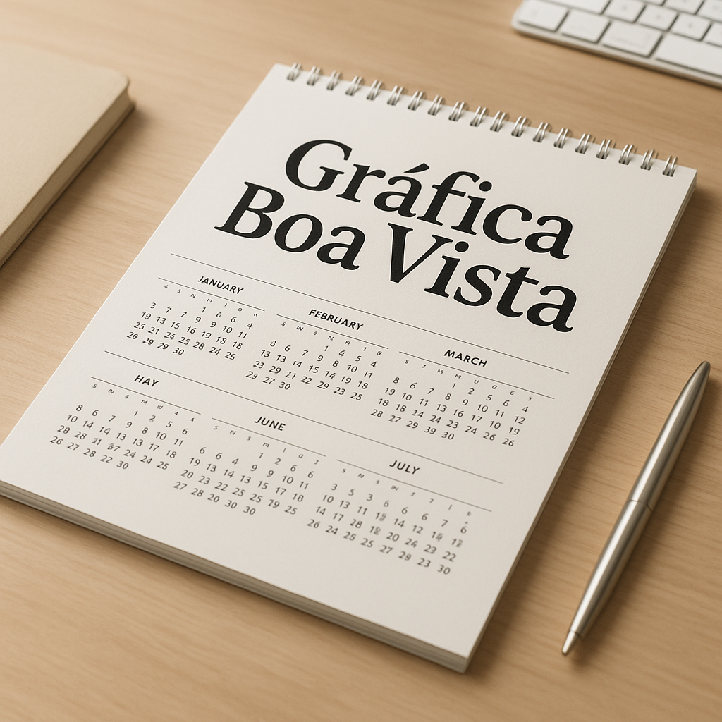 Calendários impressos de parede, mesa e com bloco em uma gráfica profissional em Curitiba
