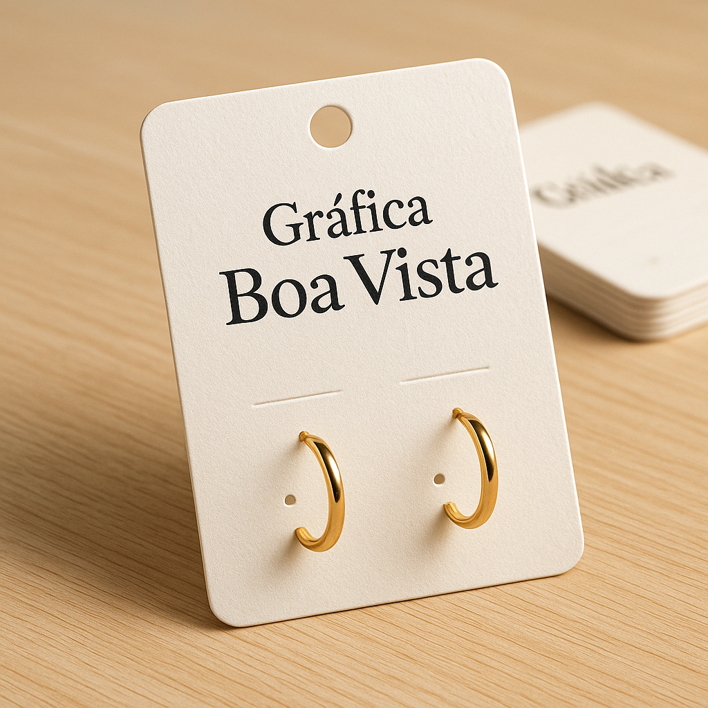 Cartelas personalizadas para bijuteria em diferentes tamanhos com acabamento profissional