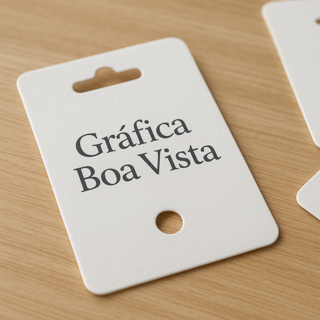 Cartelas para bijuteria personalizadas organizadas em bancada de gráfica em Curitiba