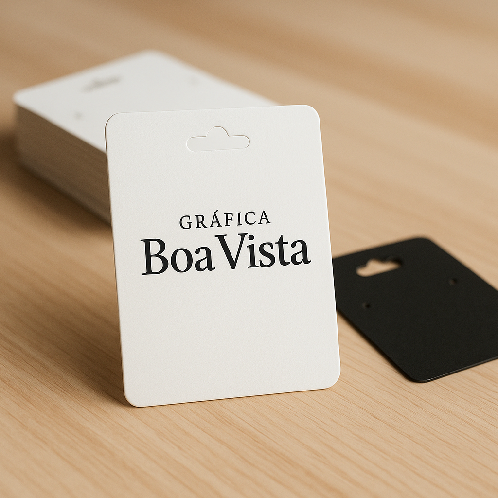 Cartelas para bijuteria com acabamento profissional sobre balcão de clínica ou consultório