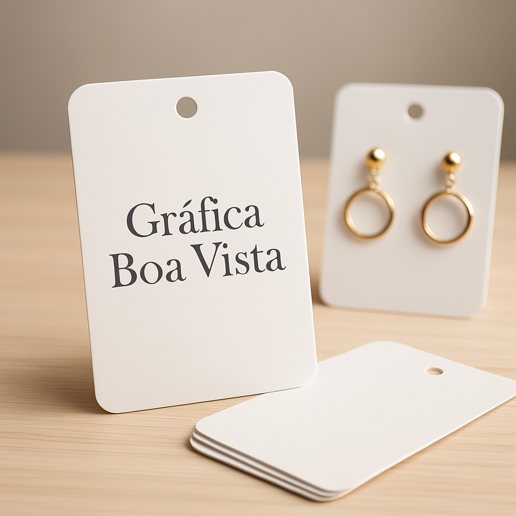 Cartelas para bijuteria em diferentes tamanhos com acabamento fosco e visual profissional