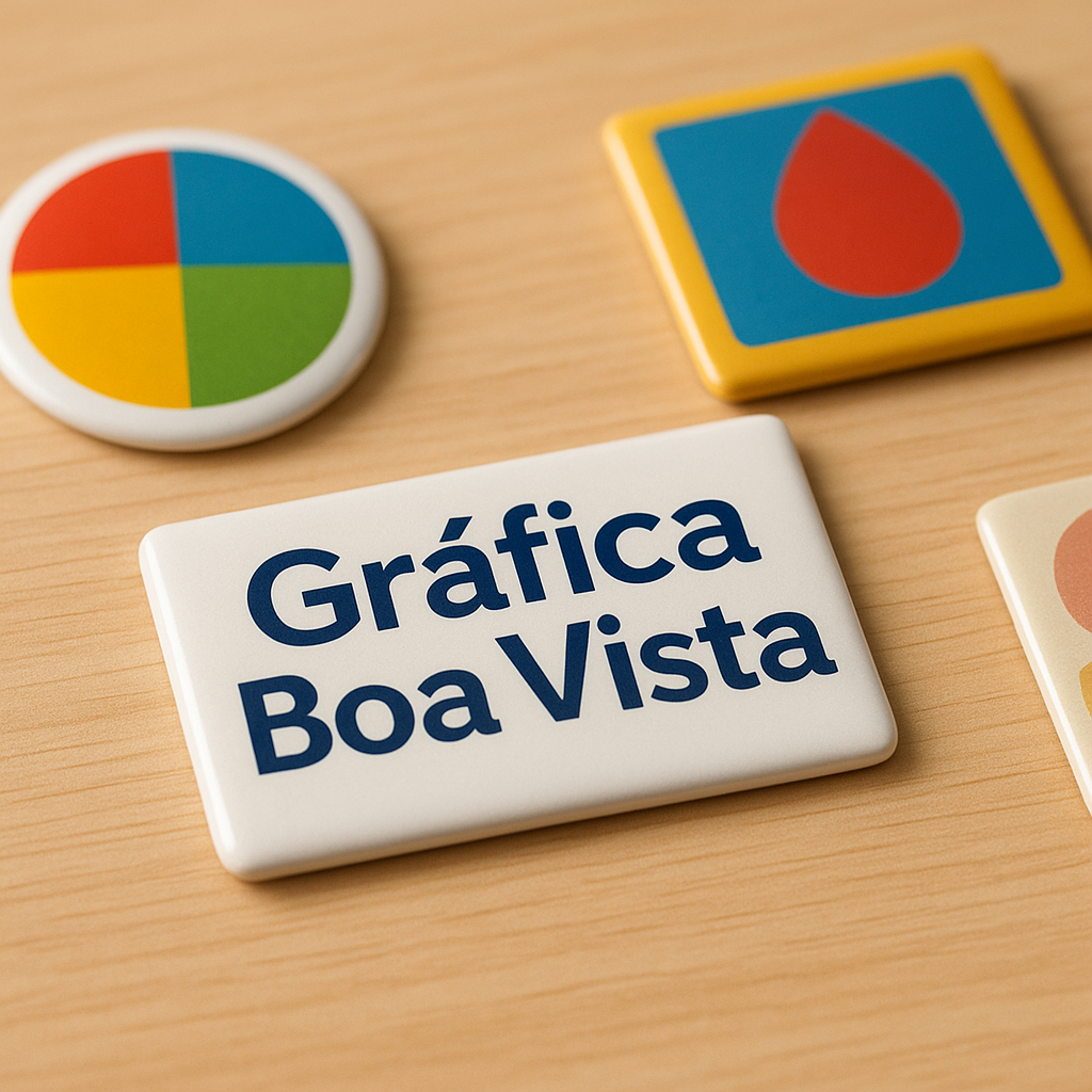 Imagem de ímãs de geladeira personalizados em uma geladeira, com visual profissional e acabamento promocional