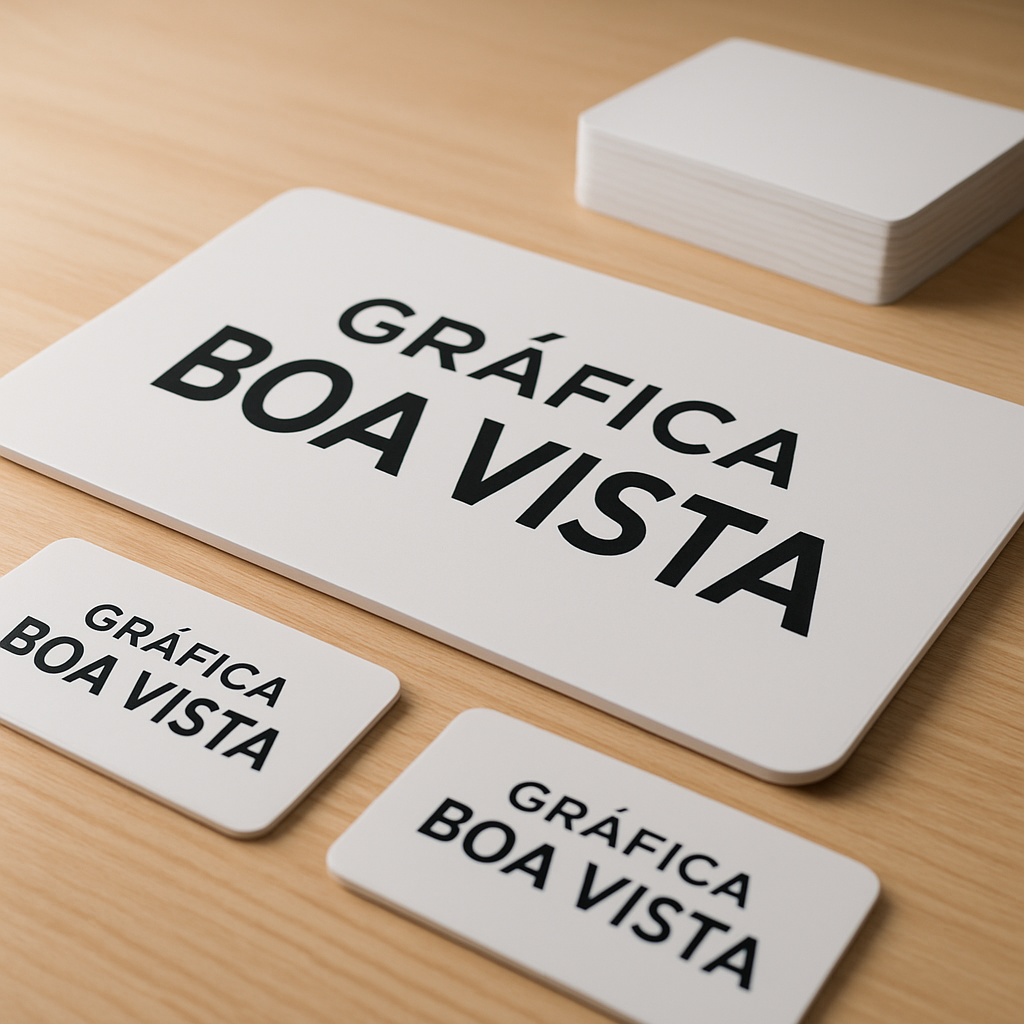 Placas PVC e PS com acabamento em adesivo vinil em uma gráfica profissional em Curitiba
