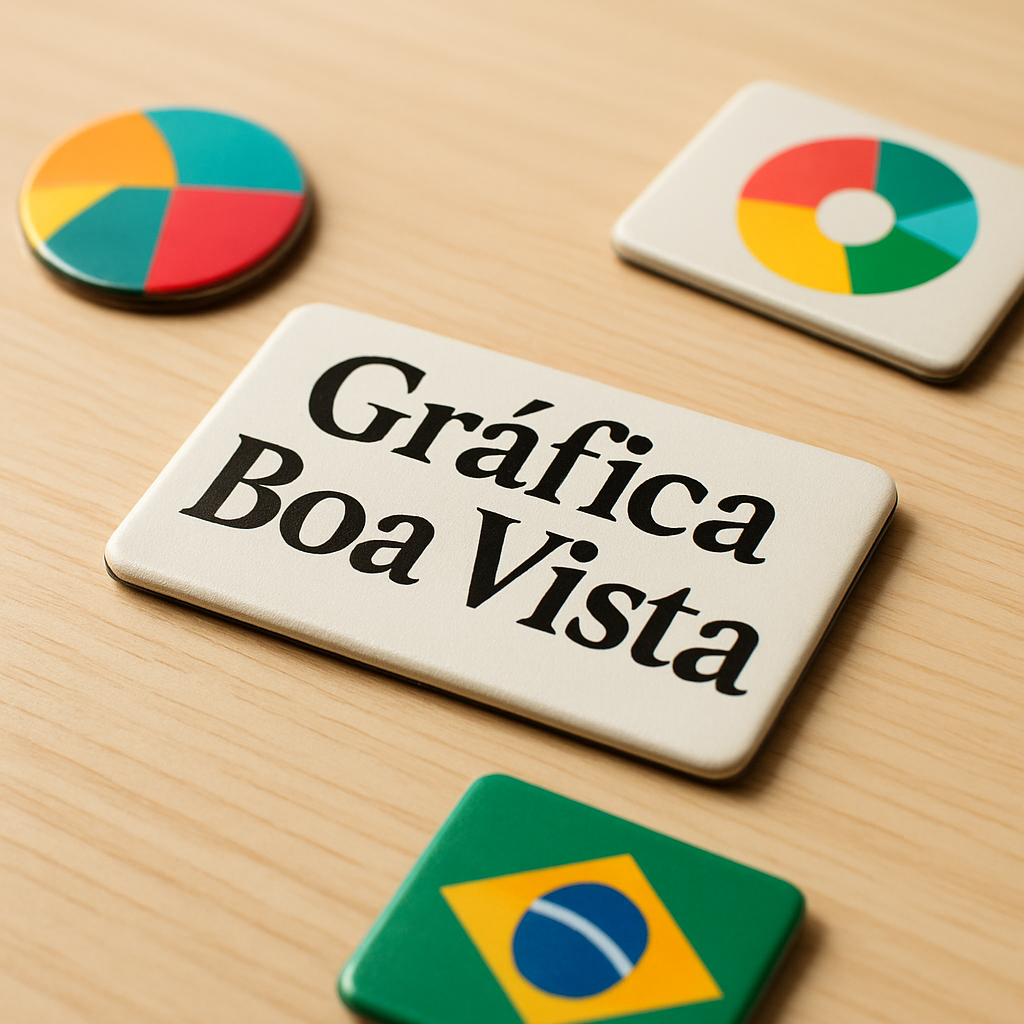 Ímãs de geladeira personalizados em uma geladeira, com aparência profissional e acabamento de qualidade