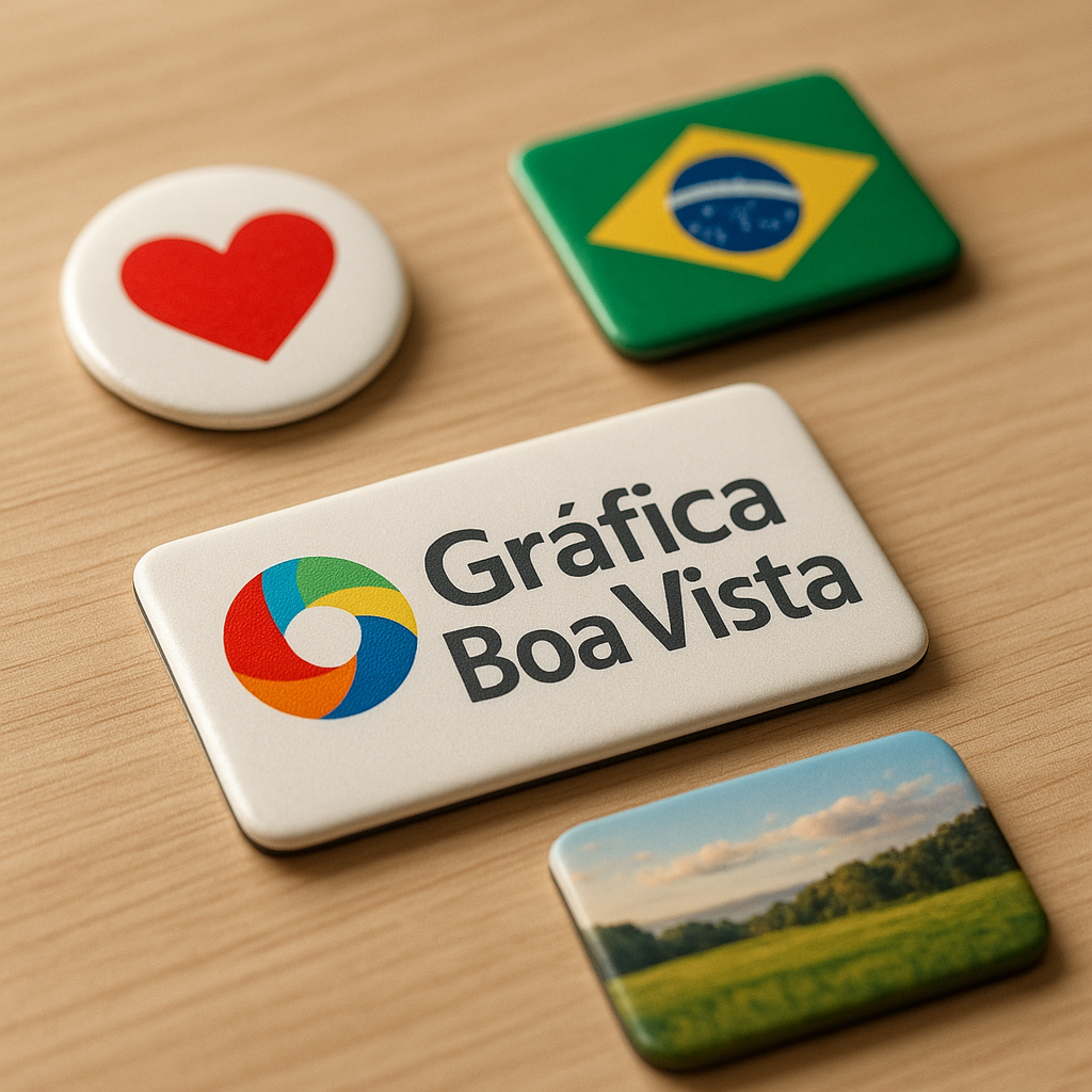 Ímãs de geladeira personalizados em mesa de gráfica, com acabamento profissional