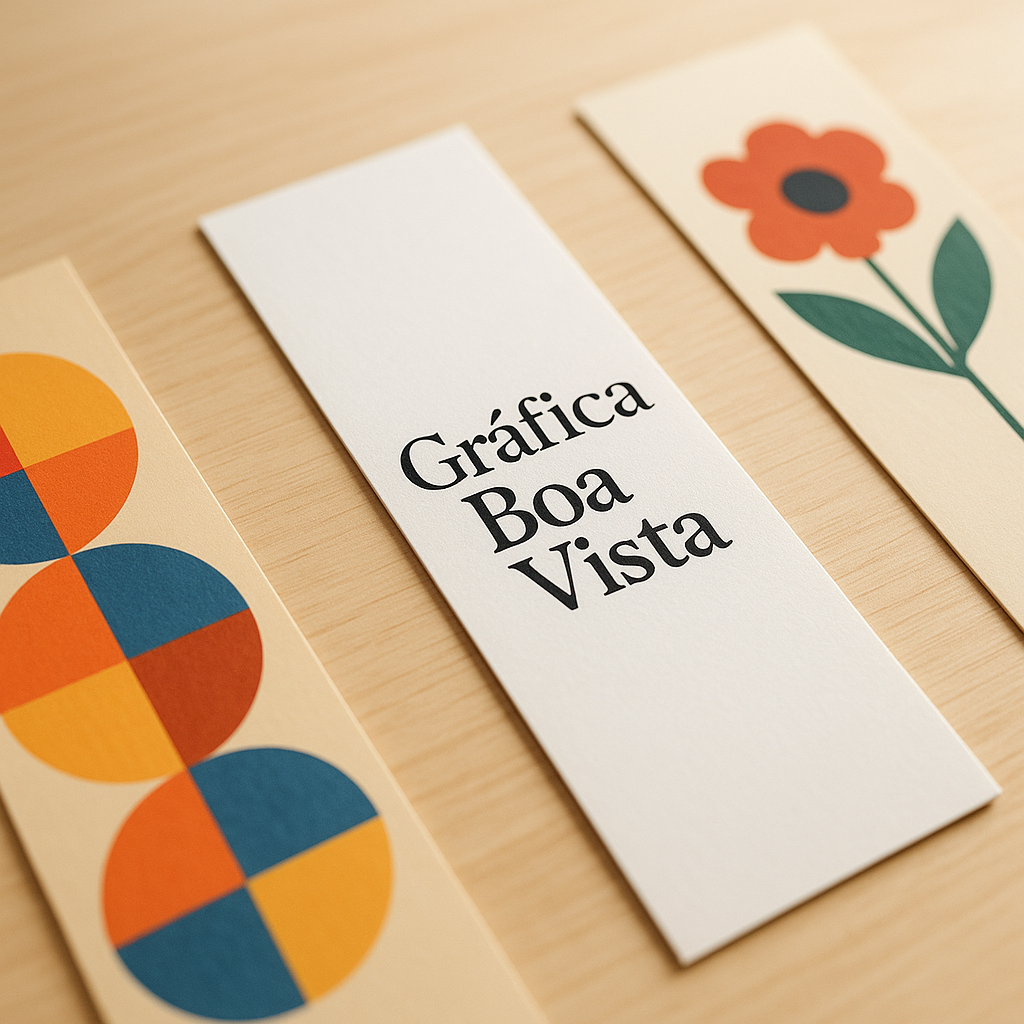 Marca página personalizado para clínicas e consultórios sobre mesa, com aparência profissional e acabamento premium