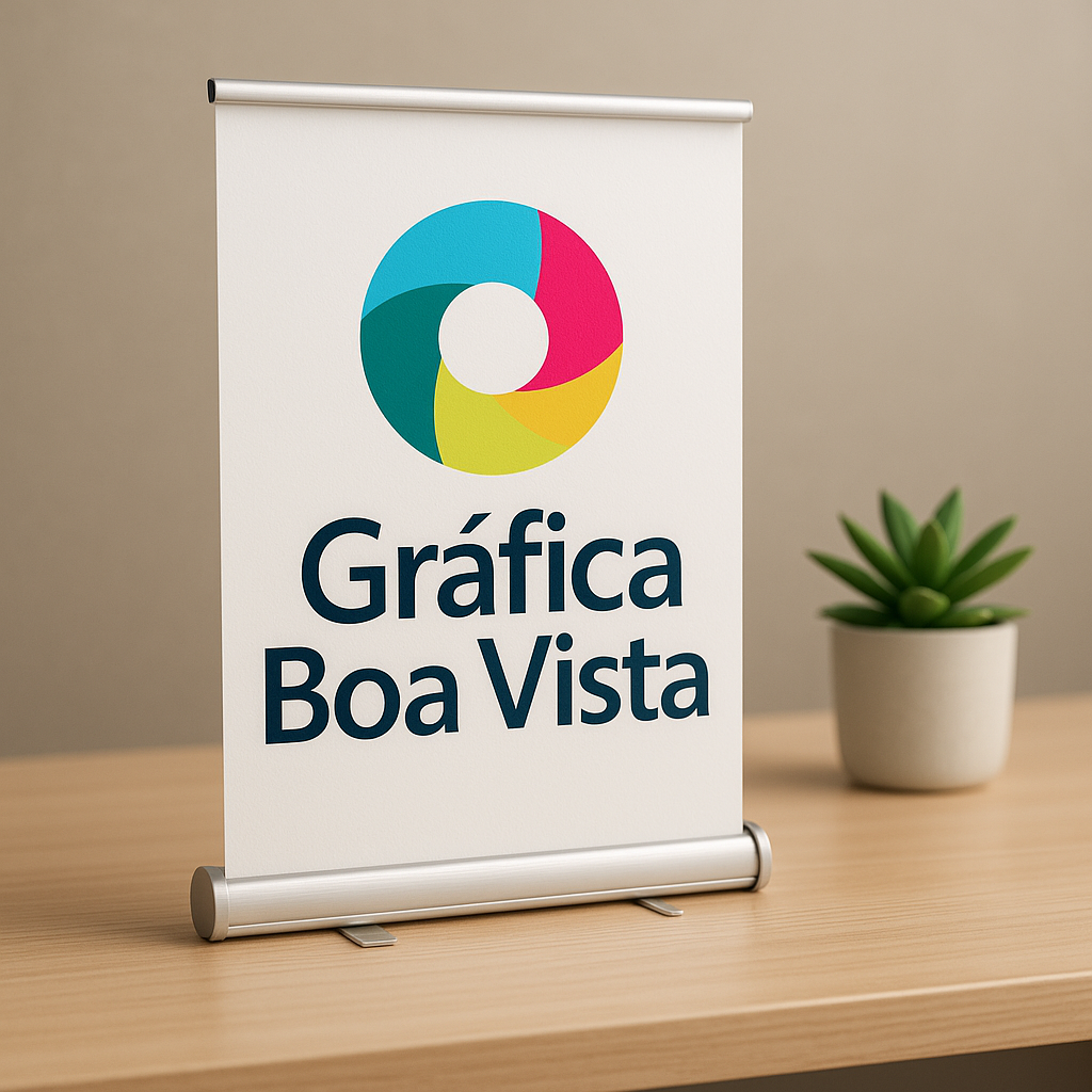 Banner de lona personalizado pronto em gráfica de Curitiba, com acabamento profissional.