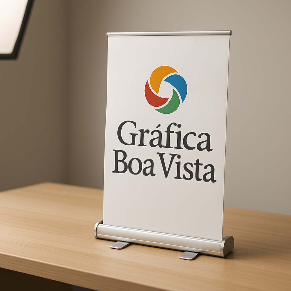 Banner de lona personalizado pronto em gráfica de Curitiba, com acabamento profissional.