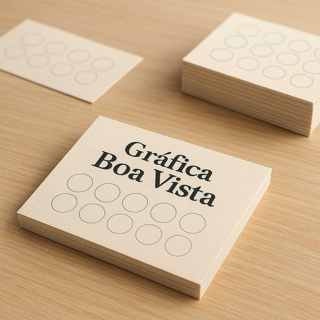 Cartão fidelidade personalizado em Curitiba produzido pela Gráfica Boa Vista, com acabamento profissional