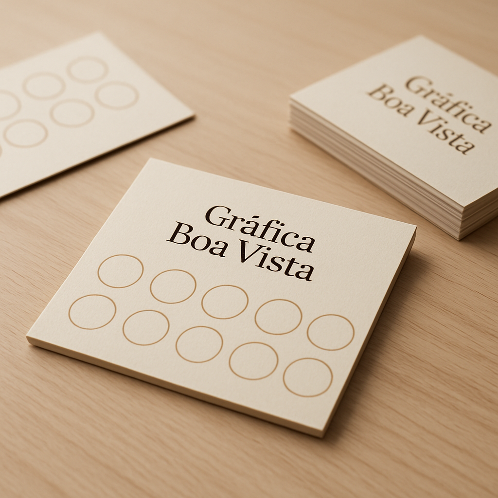 Cartão fidelidade personalizado em Curitiba produzido pela Gráfica Boa Vista, com acabamento profissional