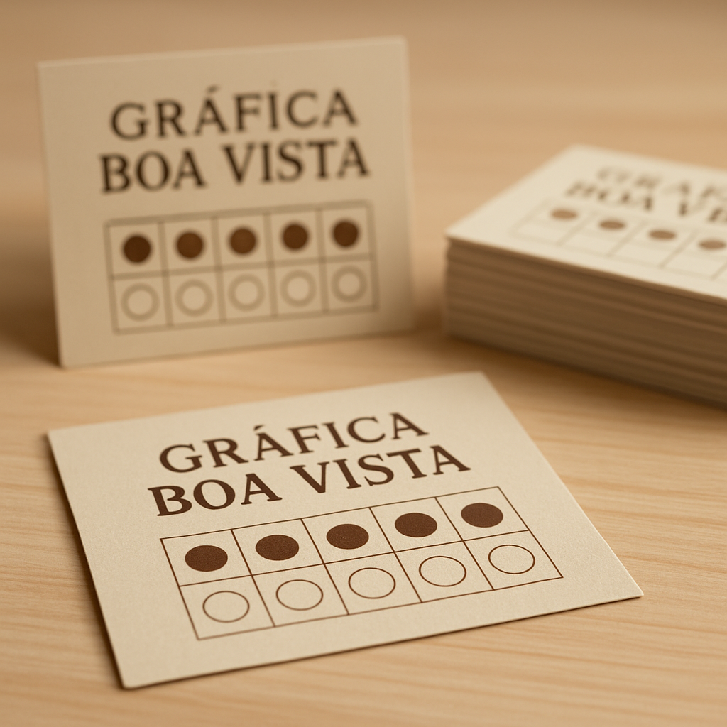 Cartão fidelidade personalizado em Curitiba produzido pela Gráfica Boa Vista, com acabamento profissional
