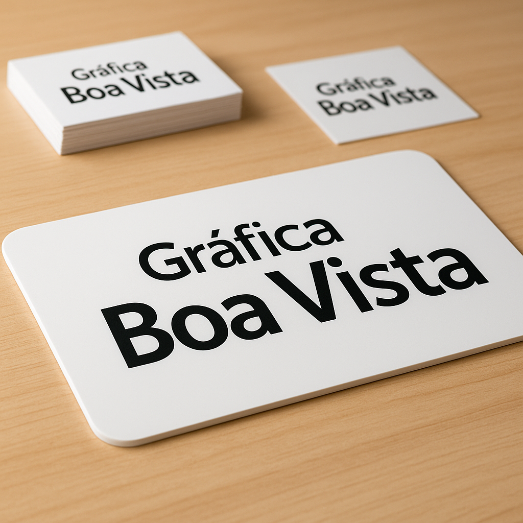 Placas PVC/PS personalizadas em ambiente de gráfica em Curitiba