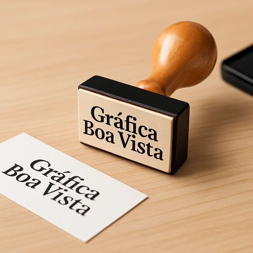 Carimbos personalizados em uma gráfica de Curitiba, com ambiente profissional e atendimento comercial