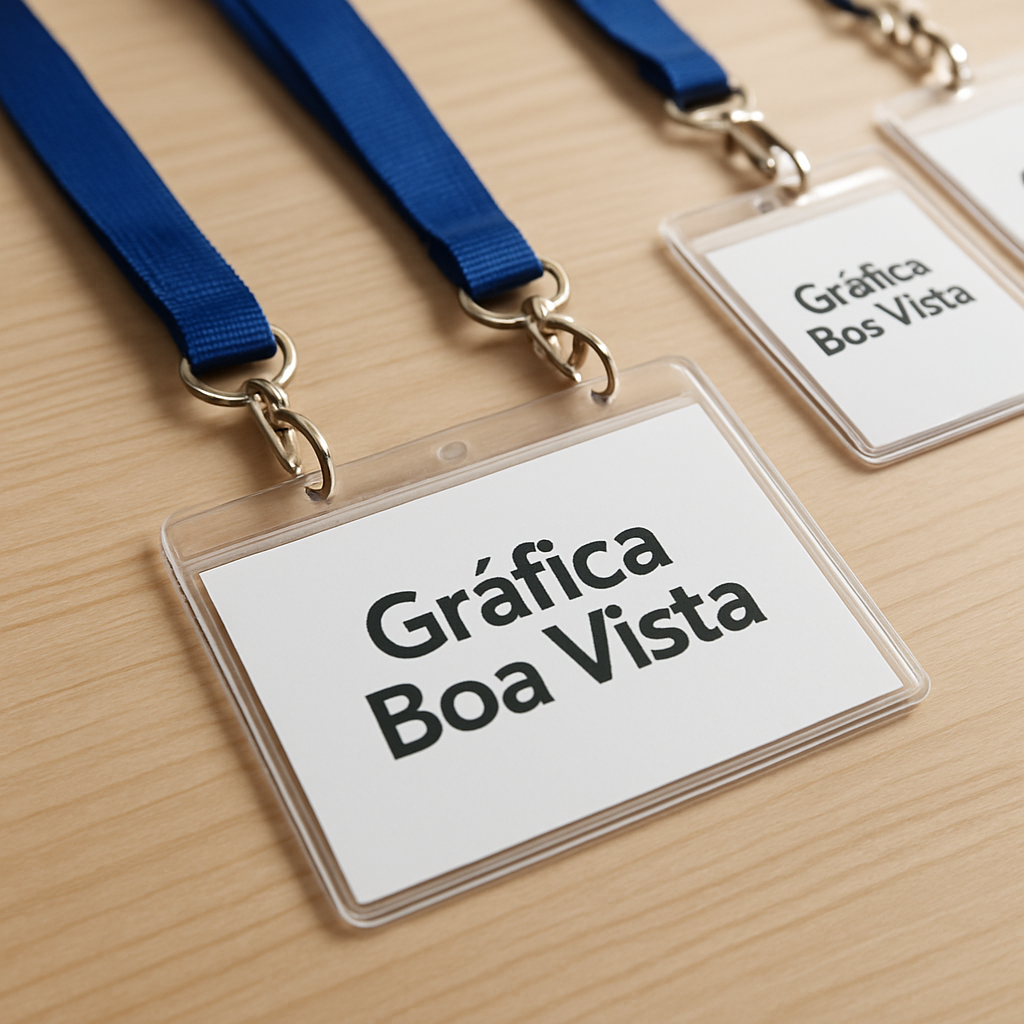 Crachás profissionais em PVC e Polaseal produzidos por gráfica em Curitiba