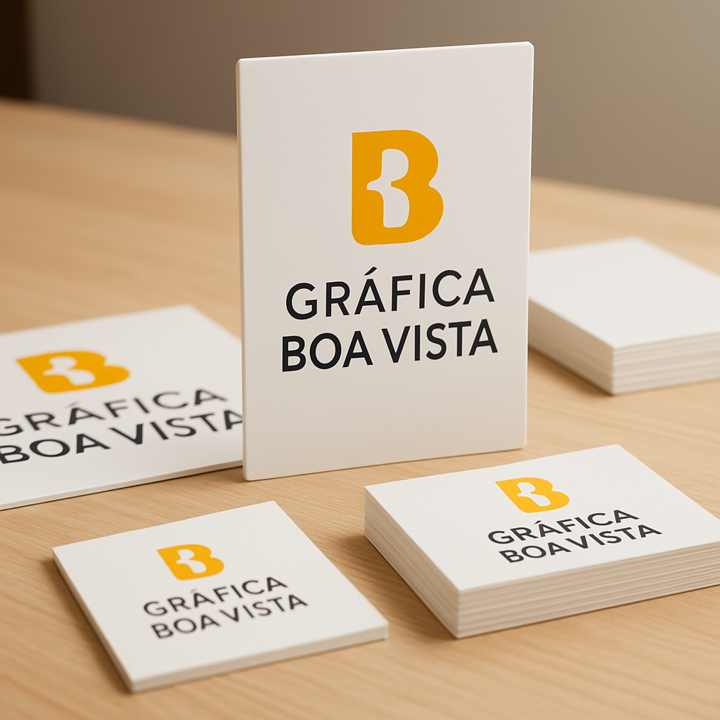 Gráfica em Curitiba com placas PVC e PS impressas sobre bancada de produção