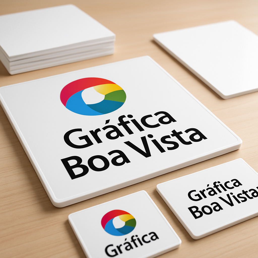 Placa PVC/PS em ambiente de clínica moderna com sinalização limpa e profissional