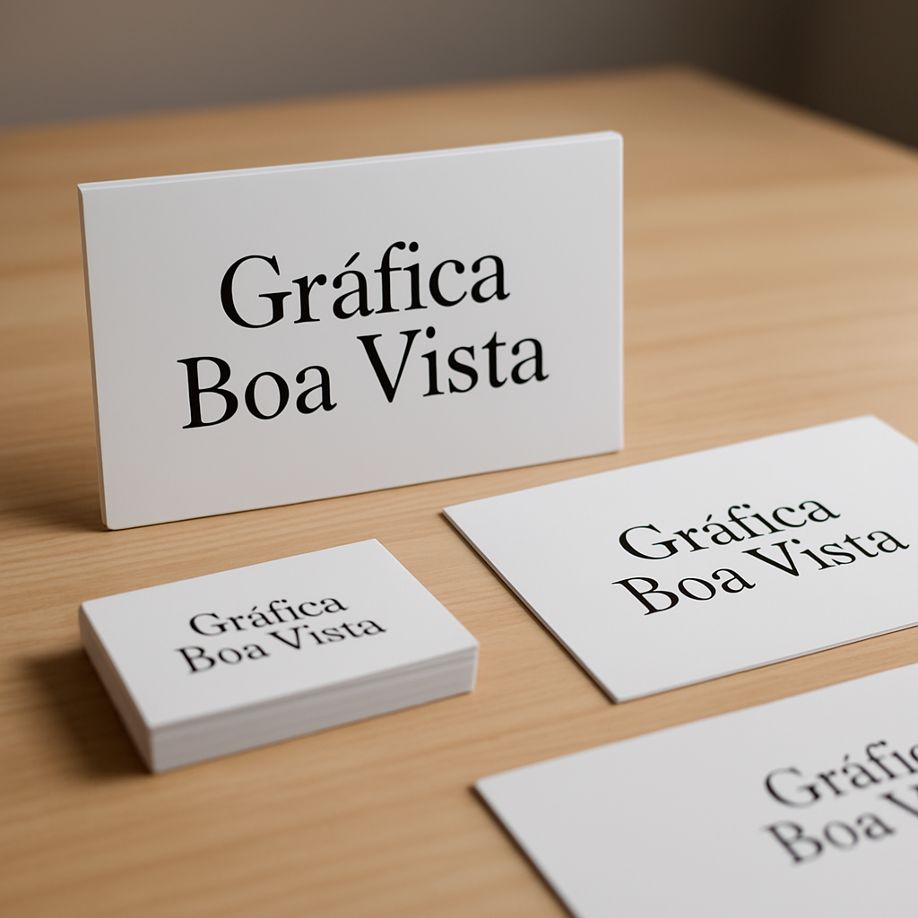Placas PVC e PS em ambiente de gráfica, com aparência profissional e produção em Curitiba/PR