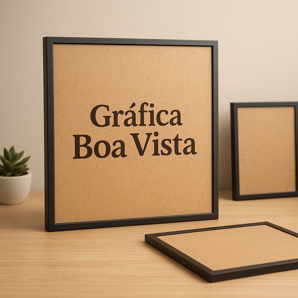 Quadro MDF em ambiente moderno, com acabamento profissional e visual de alta qualidade
