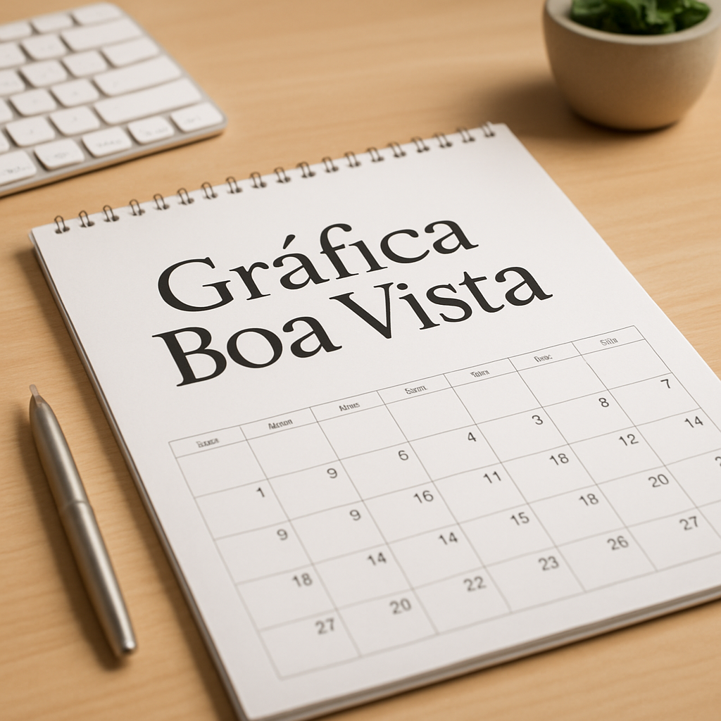Calendários personalizados produzidos em gráfica de Curitiba, com opções de mesa e parede