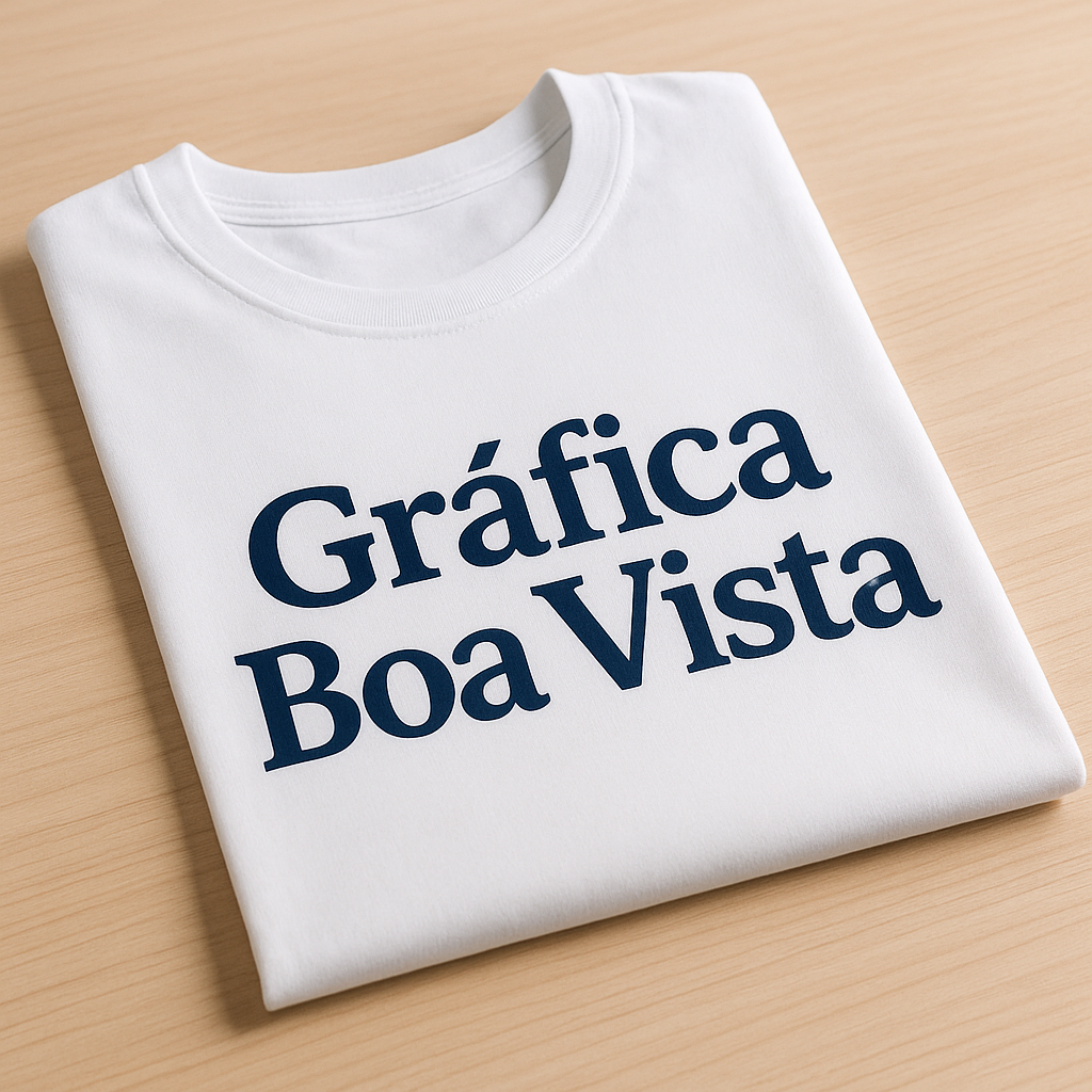 Camisas personalizadas de poliviscose em uma gráfica de Curitiba, com opções branca e preta