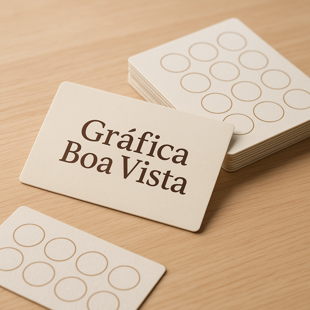 Cartões fidelidade impressos em uma gráfica em Curitiba, com acabamento profissional e visual limpo