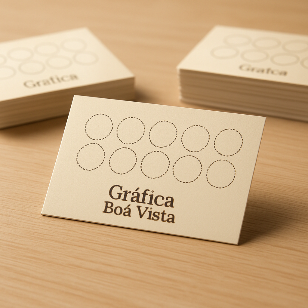 Cartões fidelidade impressos em uma gráfica em Curitiba, com acabamento profissional e visual limpo