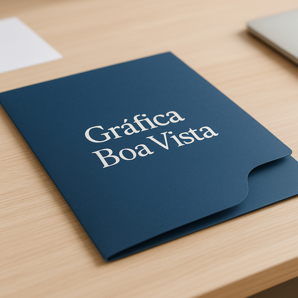 Pasta personalizada produzida em gráfica profissional em Curitiba