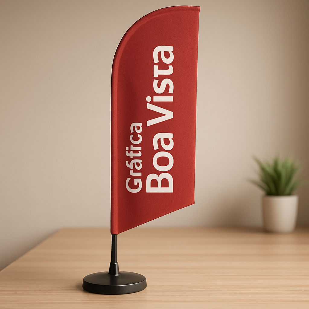 Windbanner em clínica moderna em Curitiba, usado na entrada para destacar serviços e orientar pacientes