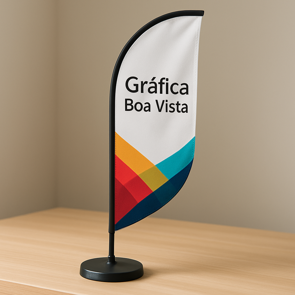 Windbanner para clínicas e consultórios instalado na fachada de uma clínica moderna