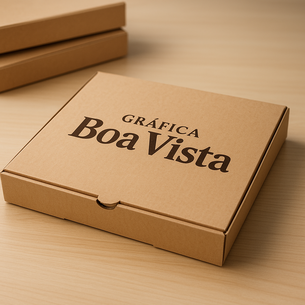 Caixas de pizza personalizadas em uma gráfica de Curitiba, prontas para produção e entrega