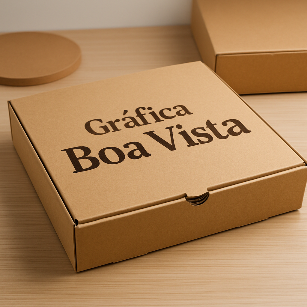 Caixas para delivery personalizadas em Curitiba sobre uma mesa, com acabamento profissional e foco em embalagem de marca