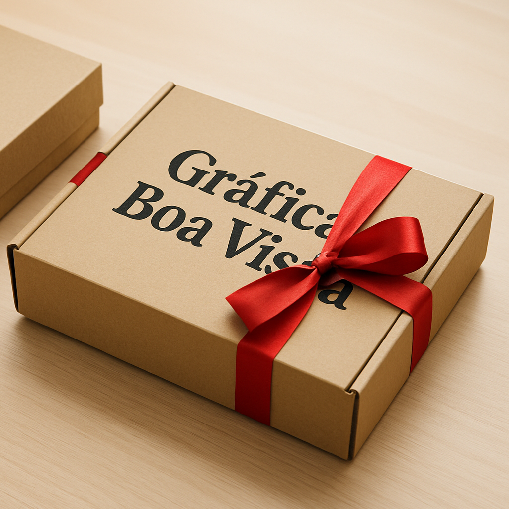 Caixas para presente personalizadas para clínicas e consultórios em uma gráfica, com acabamento elegante e visual profissional