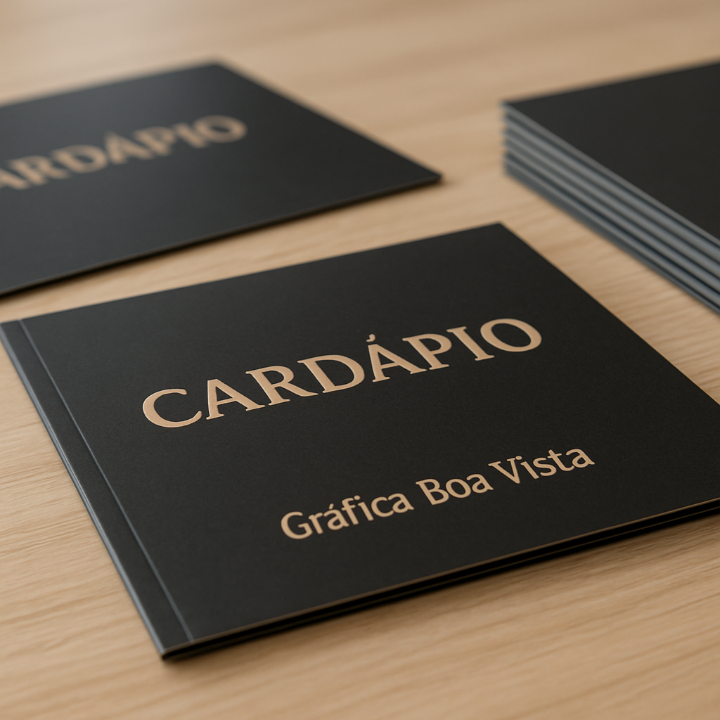 Cardápio para bar em mesa de madeira com acabamento premium e iluminação aconchegante