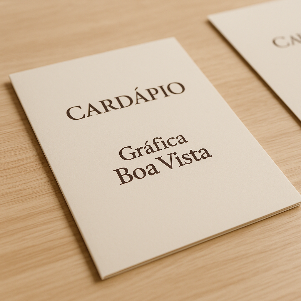 Cardápio para Delivery em ambiente profissional de clínica, produzido pela Gráfica Boa Vista em Curitiba