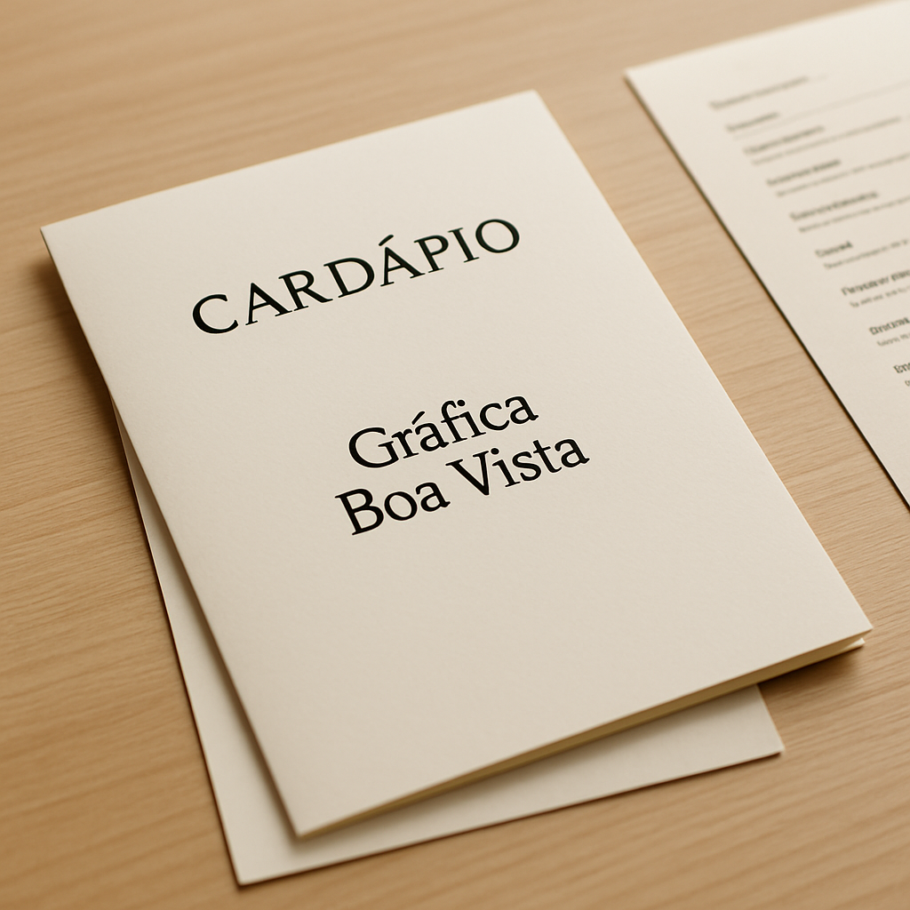Cardápio para Delivery em ambiente profissional de clínica, produzido pela Gráfica Boa Vista em Curitiba