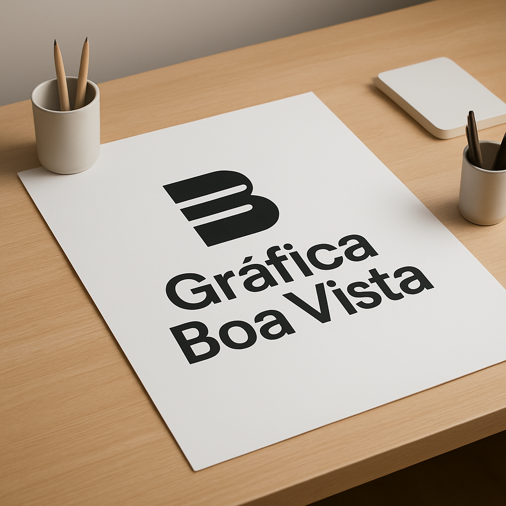 Cartaz A2 personalizado sendo conferido em uma gráfica em Curitiba