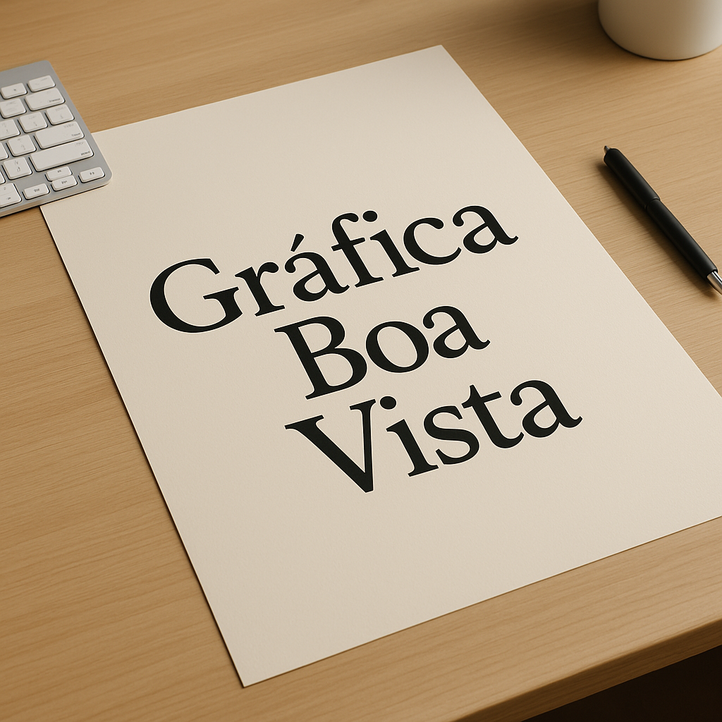 Cartaz A2 em ambiente de gráfica profissional em Curitiba, com visual moderno e sem texto na imagem.