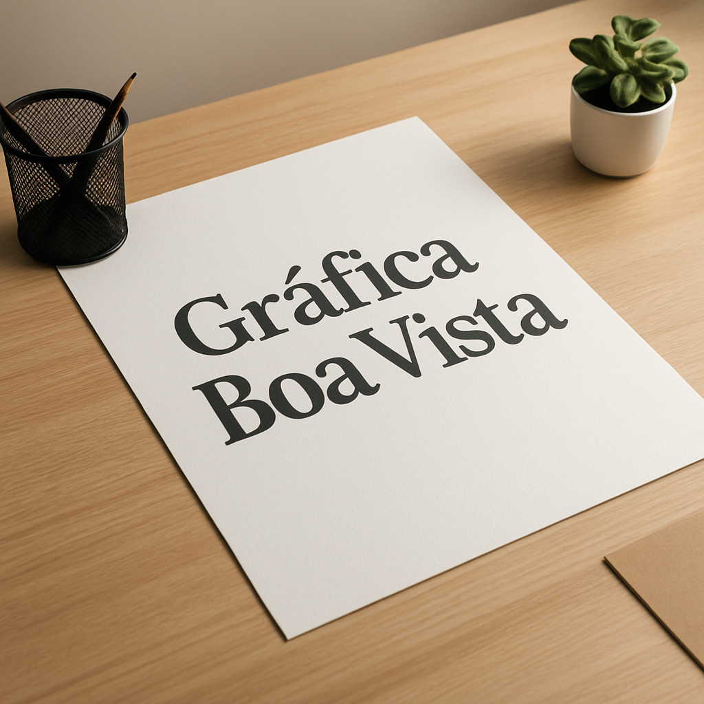 Cartaz A2 em ambiente de gráfica profissional em Curitiba, com visual moderno e sem texto na imagem.
