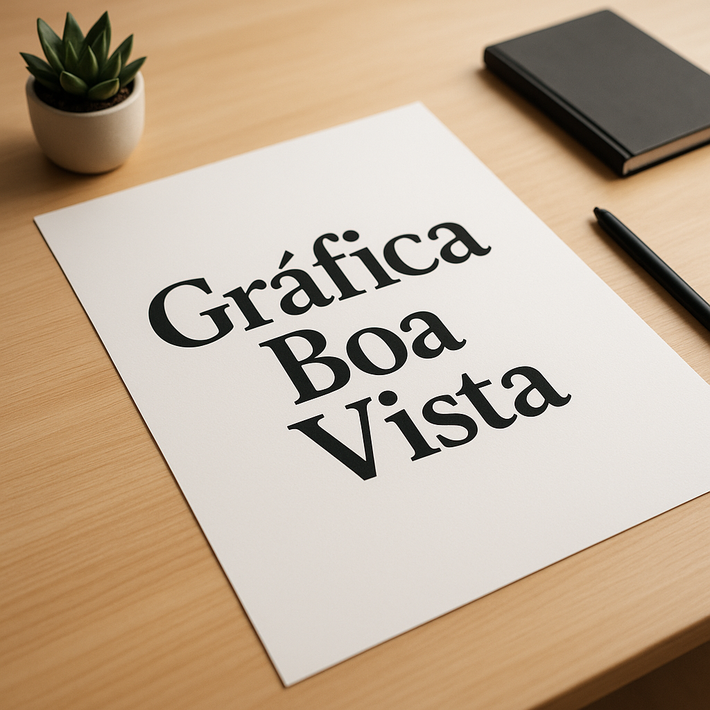 Cartazes A3 impressos em uma gráfica em Curitiba sobre uma mesa de produção