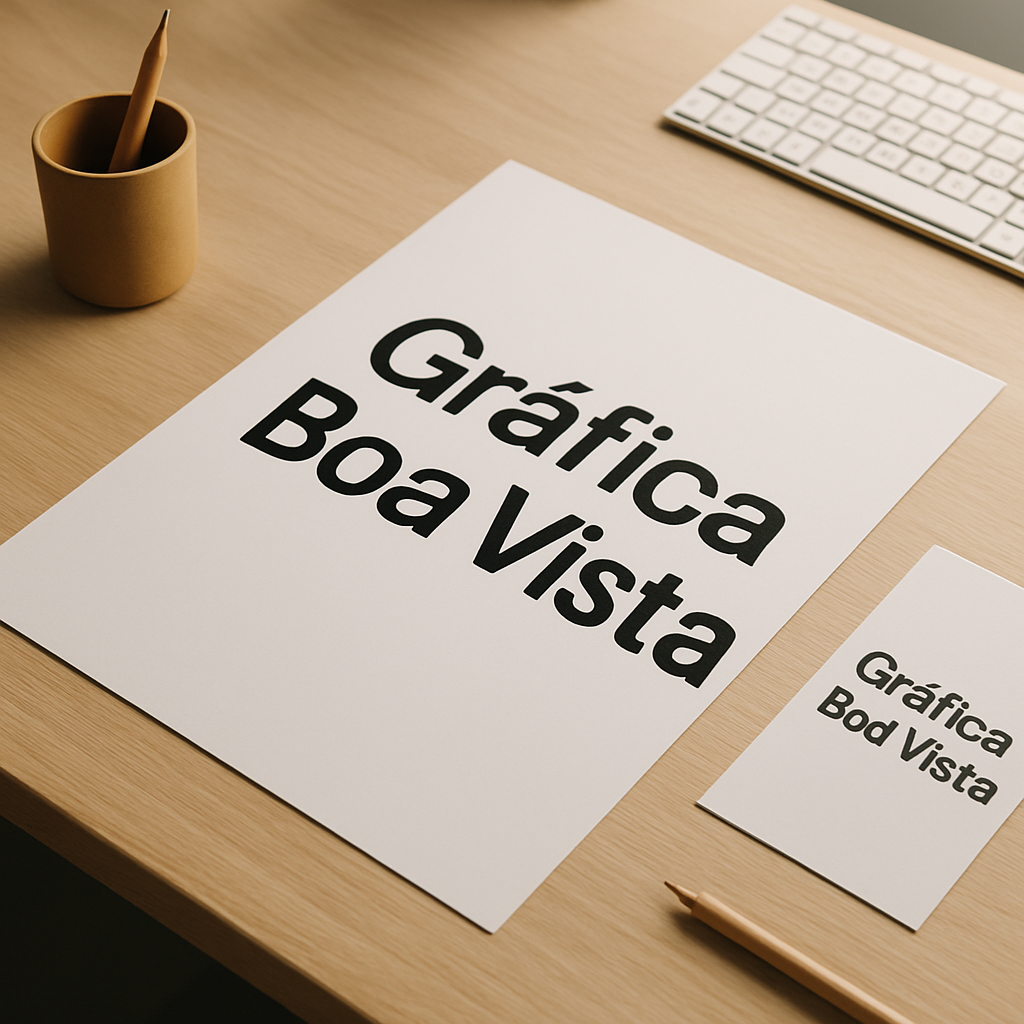 Cartazes A3 impressos em uma gráfica em Curitiba sobre uma mesa de produção