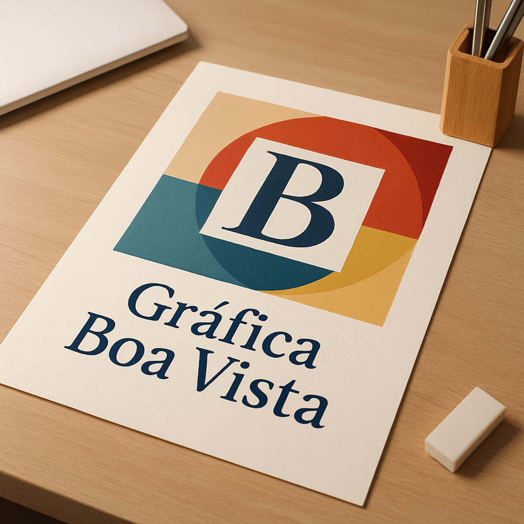 Cartazes A3 impressos em uma gráfica em Curitiba sobre uma mesa de produção