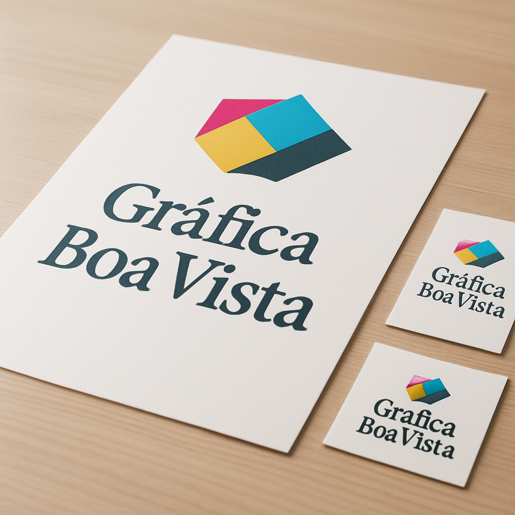 Cartaz promocional sendo avaliado em uma gráfica em Curitiba, com amostras de papel e impressão profissional