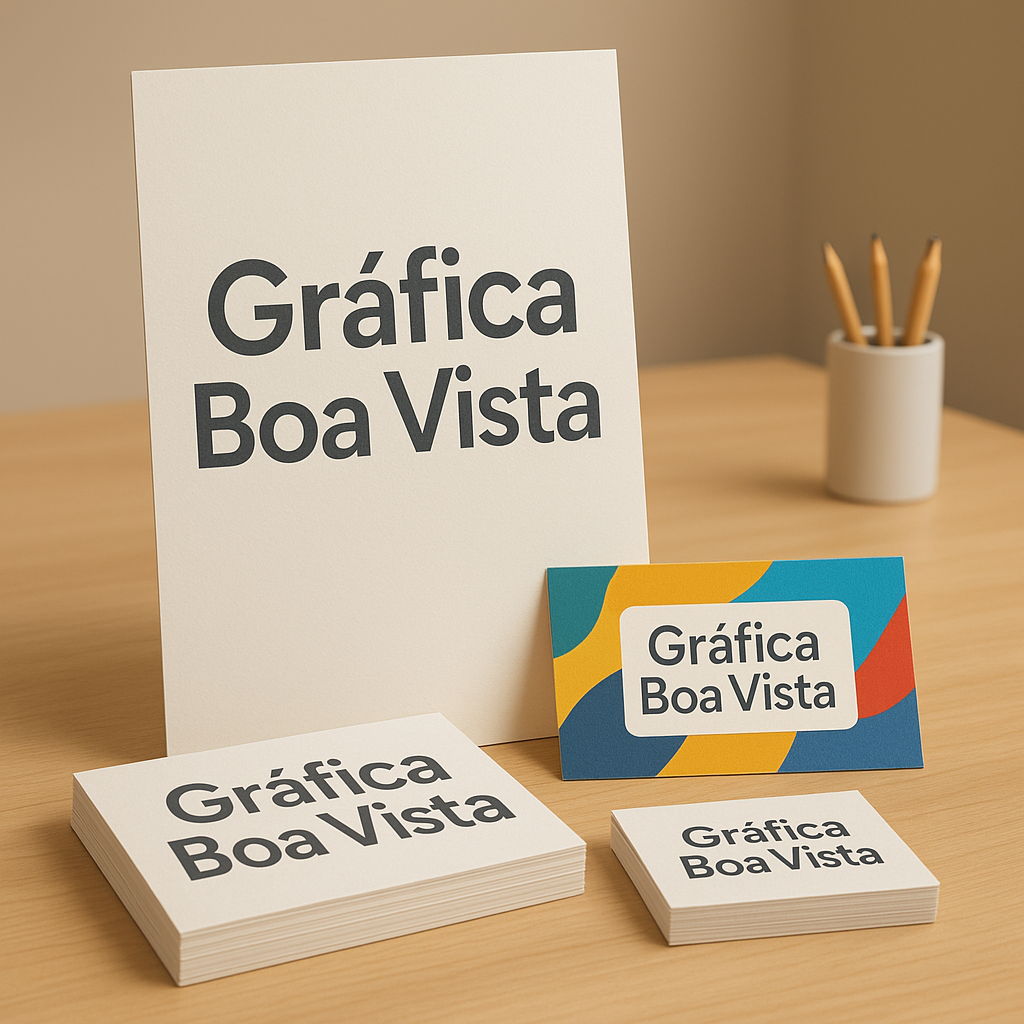 Foto de cartazes promocionais em ambiente de gráfica, em Curitiba, com foco em comunicação visual para vendas
