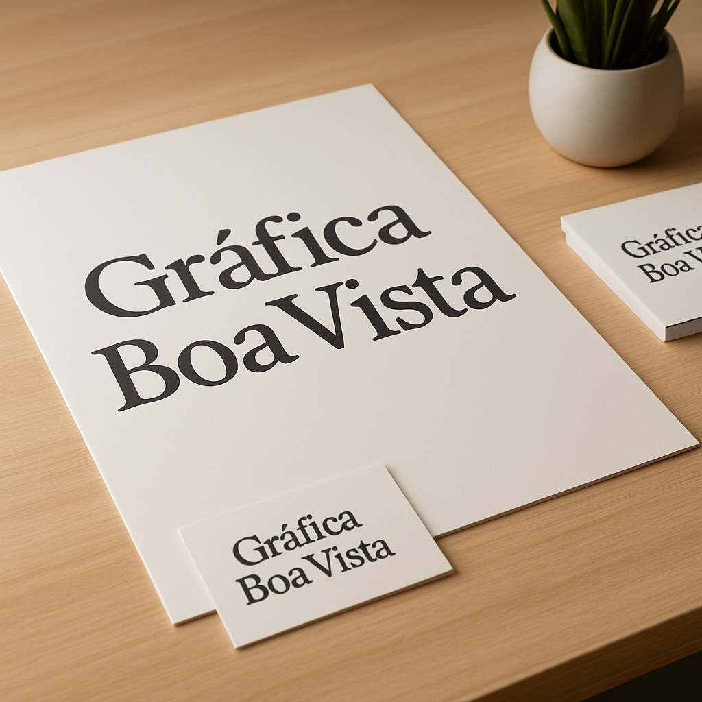 Foto de cartazes promocionais em ambiente de gráfica, em Curitiba, com foco em comunicação visual para vendas